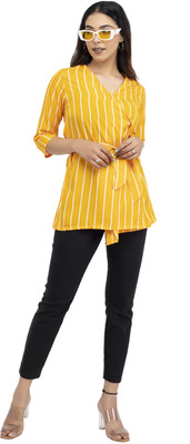 NATIVITY CLOTHING Casual Striped Women Yellow Top