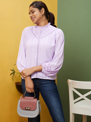 Globus Casual Self Design Women Purple Top