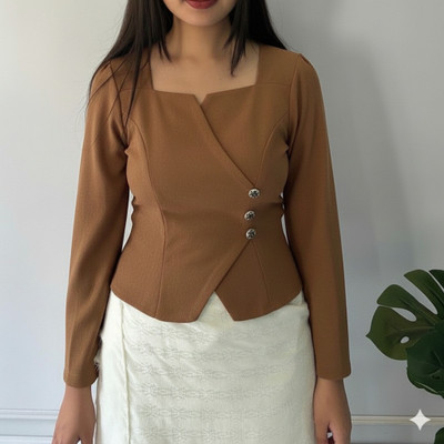 Mizothreads Casual Solid Women Brown Top