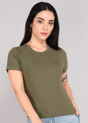 GAP Casual Solid Women Dark Green Top
