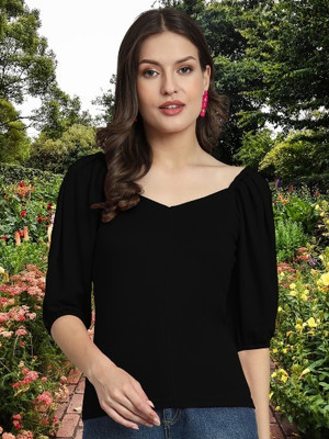Dream Beauty Fashion Casual Solid Women Black Top