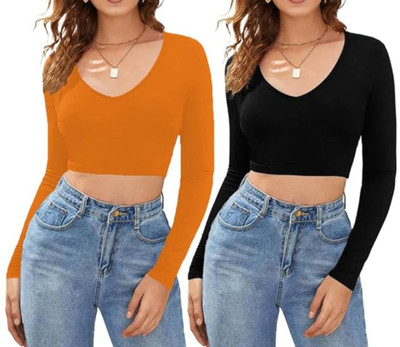 THE BLAZZE Casual Solid Women Multicolor Top