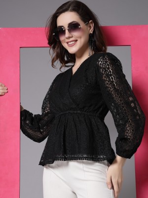 Style Quotient Casual Solid Women Black Top