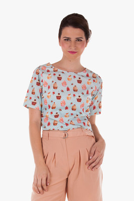 Band Box Casual Short Sleeve Embellished Women Multicolor Top