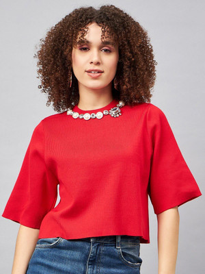 CHEMISTRY Casual Solid Women Red Top