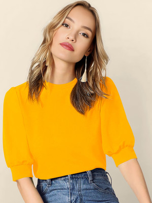 Kashonaa Casual Self Design Women Yellow Top
