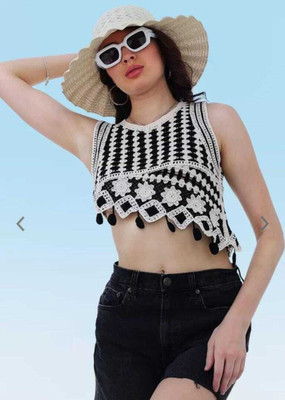 Emprace Casual Solid Women Black Top