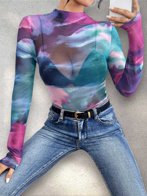 TheCozyNest Casual Printed Women Blue Top