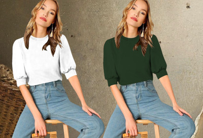 Dream Beauty Fashion Casual Solid Women Dark Green Top