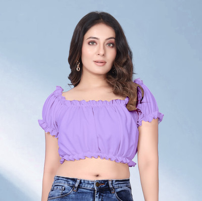KAHARA Casual Solid Women Purple Top
