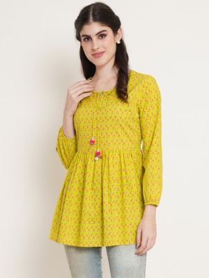 FABRIC FITOOR Casual Printed Women Yellow, Green, Pink Top