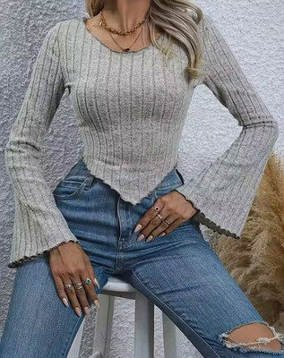 Sovi fashion Casual Solid Women Grey Top