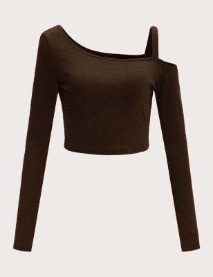 TRENDY ERA Casual Solid Women Brown Top