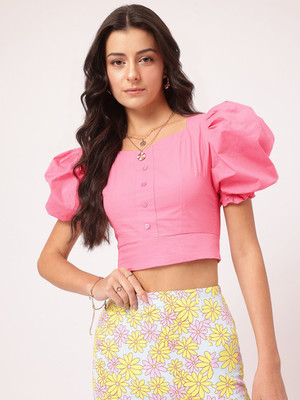 Dressberry Casual Solid Women Pink Top