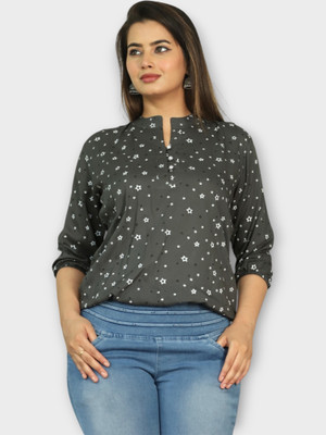 BM enterprises Casual Printed Women Grey Top