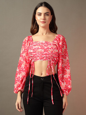 METRONAUT Casual Floral Print Women Pink Top