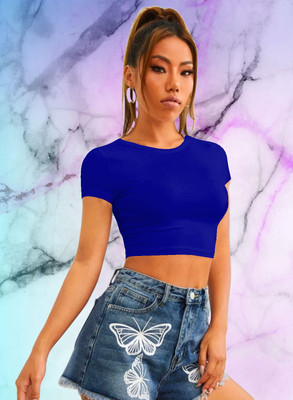 Dream Beauty Fashion Casual Solid Women Blue Top