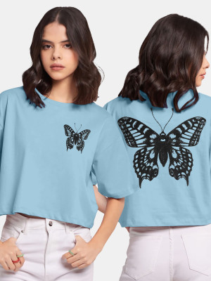 hkCreation Casual Graphic Print Women Blue Top