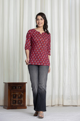 hustle bustle Casual Printed Women Red Top