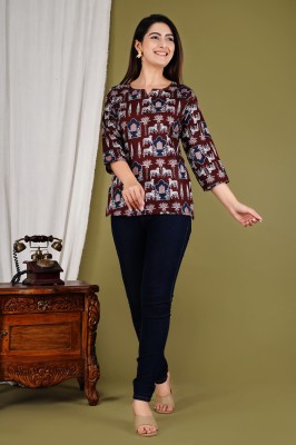 Ruksana Casual Printed Women Brown Top