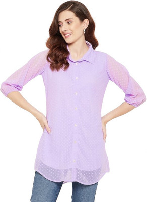 HouseOfCommon Casual Solid Women Purple Top