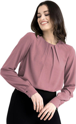 Mirana Casual Solid Women Pink Top