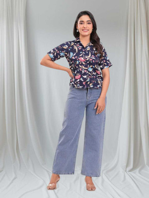 Labhanshi Creation Casual Printed Women Blue Top