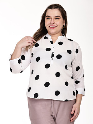 Kalakaari Casual Polka Print Women White, Black Top