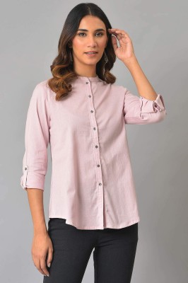 W Casual Solid Women Purple Top