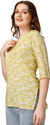 ZOEY CLOTHING CO Casual Floral Print Women Light Green Top