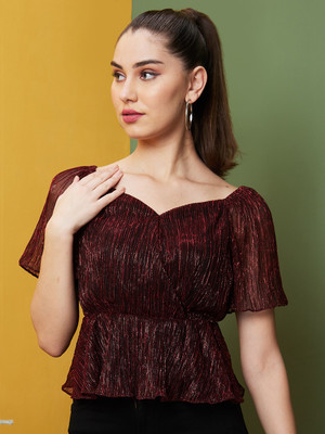 Globus Party Solid Women Red Top