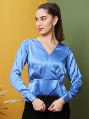 Globus Casual Solid Women Blue Top