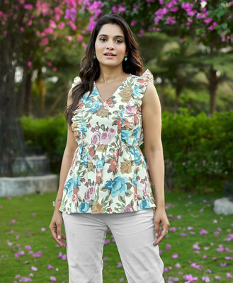 MOJILAA Casual Floral Print Women Multicolor Top