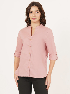 HEREANDNOW Women Printed Casual Pink Shirt