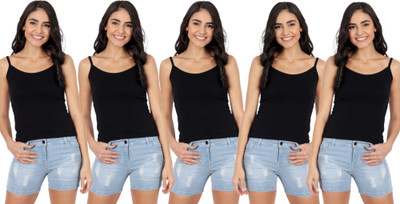 Blazon Casual Solid Women Black Top