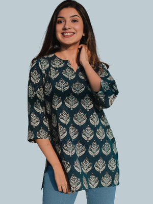 NAVYANKAA Women Printed Straight Kurta(Blue)