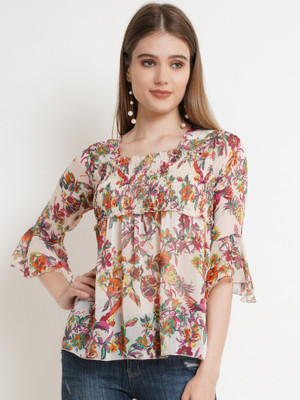 POPWINGS Casual Printed Women Multicolor Top