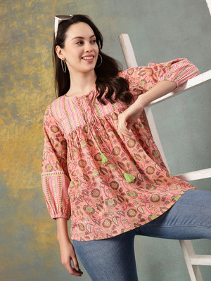 God Bless Casual Printed Women Multicolor Top