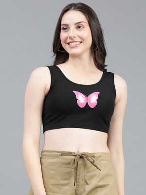 KOTTY Casual Printed Women Black Top