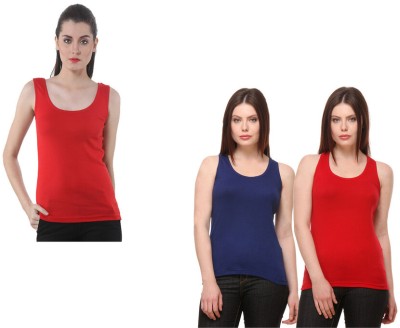 KAVYA Casual Solid Women Dark Blue, Red Top