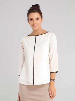 AARVI Casual Solid Women White Top