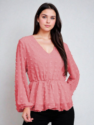 KOTTY Casual Solid Women Pink Top