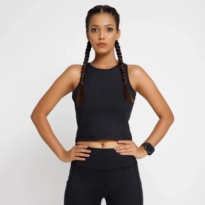 RIYU Casual Solid Women Black Top