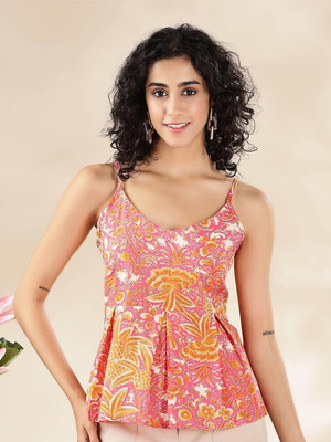 ANOUK Casual Floral Print Women Pink Top