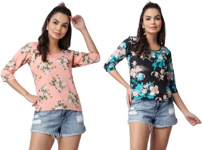 POPWINGS Casual Floral Print Women Multicolor Top