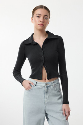 Redamancii Casual Solid Women Black Top