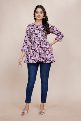 Manthan Creation Casual Printed Women Purple Top