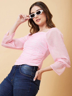 Globus Casual Printed Women Pink Top