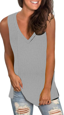 jovo Casual Solid Women Grey Top