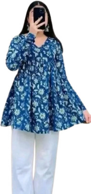KALPHEM Casual Floral Print, Printed Women Blue Top